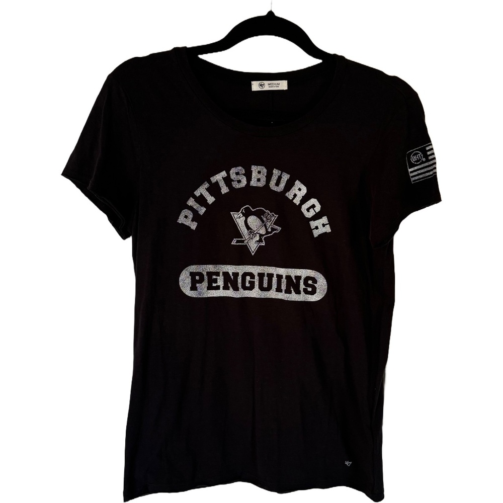 Pittsburgh Penguins Women’s Black Tee By 47 Size Medium EUC